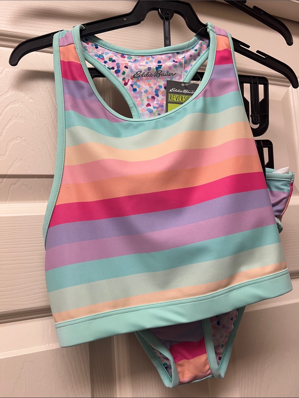 New Eddie Bauer Reversible girls Swimsuit swimwear 2-piece Set Bikini